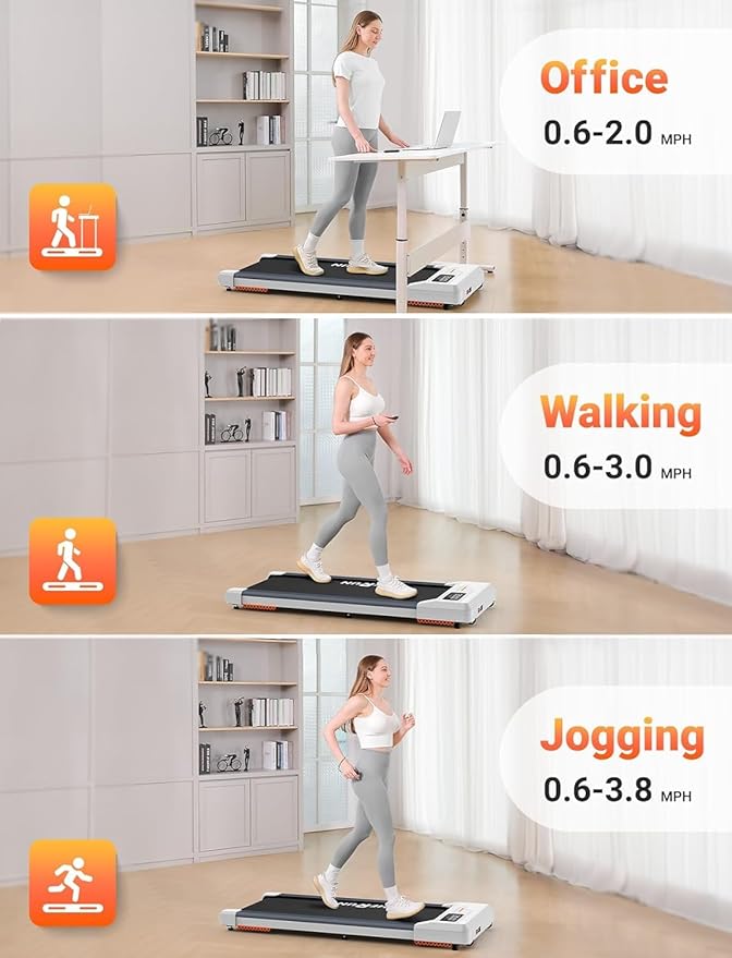 THERUN Walking Pad Under Desk, Portable Mini Treadmill for Home/Office, 2.5HP Jogging Machine with 300 lbs Weight Capacity, Remote Control, LED Display