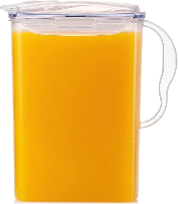 LocknLock Aqua Fridge Door Water Jug with Handle BPA Free Plastic Pitcher with Flip Top Lid Perfect for Making Teas and Juices, 3 Quarts, Clear