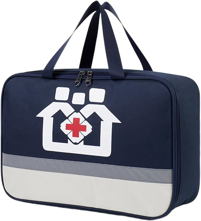 Large Capacity Pill Bottle Organizer Travel Storage Bag Medicine Bag for Medications Vitamin and Medical Supplies, Navy Blue