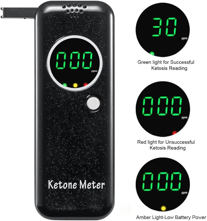 Breath Ketosis Meter Professional Ketone Breath Monitoring Analyzer High Accuracy Ketone Breath Tester, Digital Ketone Meter Tracing Your Ketosis Status, Breath Ketosis Tester with 10 Mouthpieces
