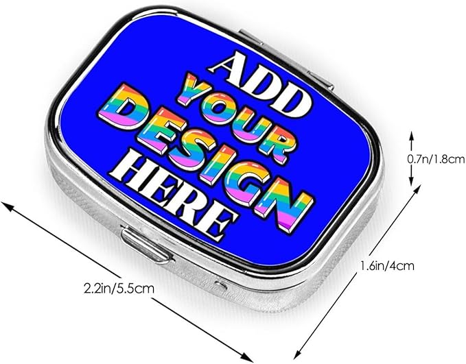 Custom Travel Pill Box, Medicine Pill Organizer Case Container Travel Pill Holder Vitamin for Boxes Med Wallet Portable Mini Pastillero Square, Blue, Personalized Gifts