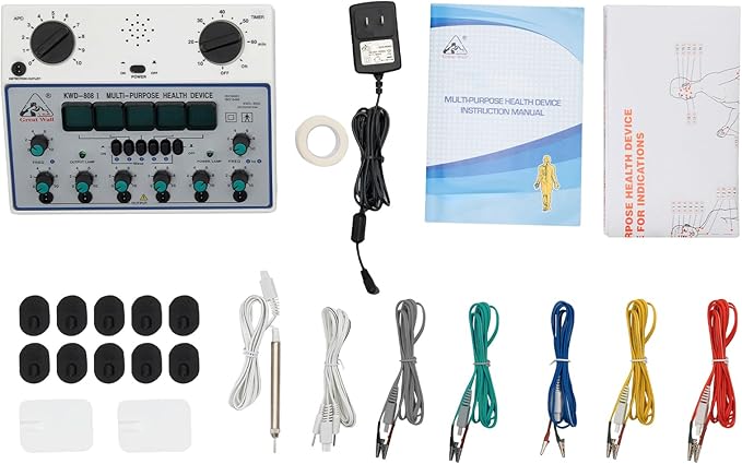 KWD-808I Electric Acupuncture Stimulator Machine - 6 Output Professional Electrotherapy Device with Acupoint Detection, 5 Waveforms & Dual Power Supply for Home Pain Relief Treatment