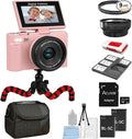 4K/5K Digital Camera – 75MP Vlogging Camera for YouTube, 180° Flip Screen, 18X Zoom, WiFi – Pink Pro Kit with 64GB Card, Tripod, Case, Macro/Wide Lens & UV Filter