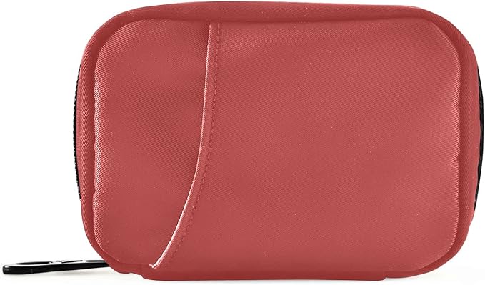 Pill Box 7 Day Pill Case Travel Pill Organizer Bag with Zipper Portable Weekly Case Compact Size for Vitamin Supplement Holder, Solid Color Red