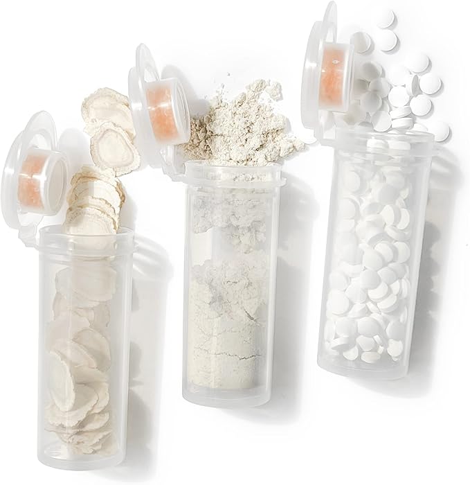 Pill Bottle with Desiccant Cap, Medicine Bottle, Pill Bottles Empty with Caps, Empty Pill Bottles (8 Dram, 40 Pack)