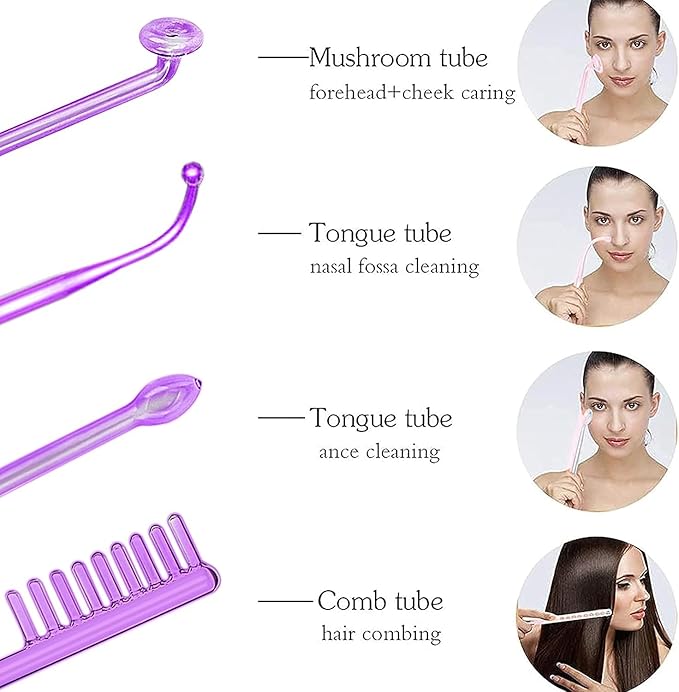 Elitzia Electrode Wand Glass Tube Purple Handheld Spare Parts 4Pcs ETHB01