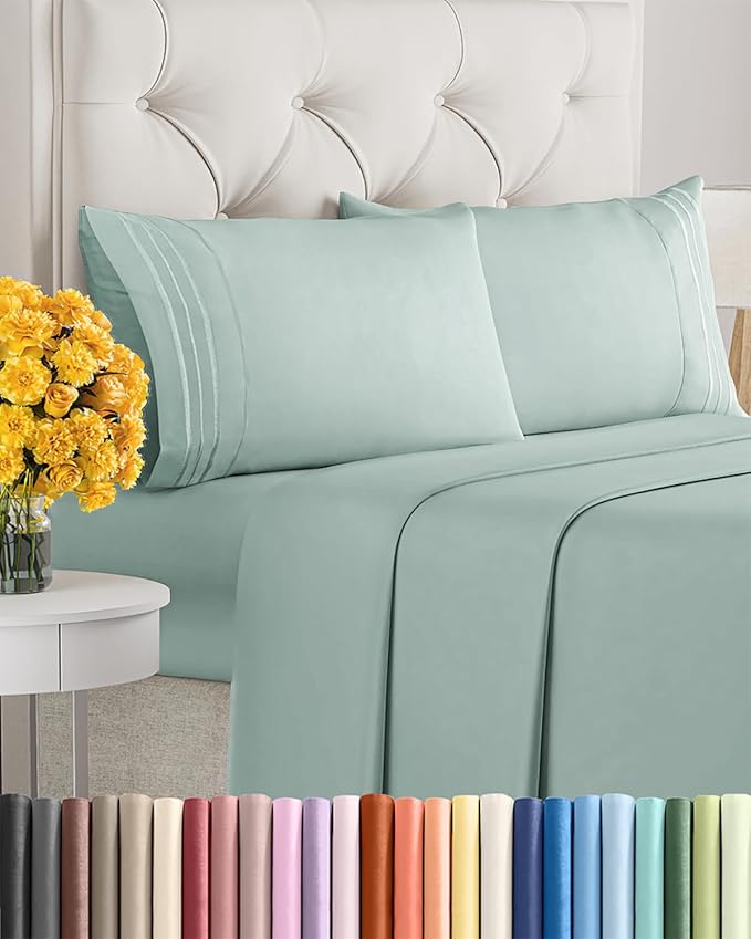 King Size 4 Piece Sheet Set - Extra Soft, Breathable & Cooling Sheets - Hotel Luxury Durable Bed Sheets for Women & Men - Deep Pockets, Easy-Fit & Wrinkle-Free Sheets - Light Teal Oeko-Tex Bed Sheets