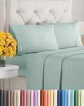Queen Size 4 Piece Sheet Set - Extra Soft, Breathable & Cooling Sheets - Hotel Luxury Durable Bed Sheets for Women & Men - Deep Pockets, Easy-Fit & Wrinkle-Free Sheets - Light Teal Oeko-Tex Bed Sheets