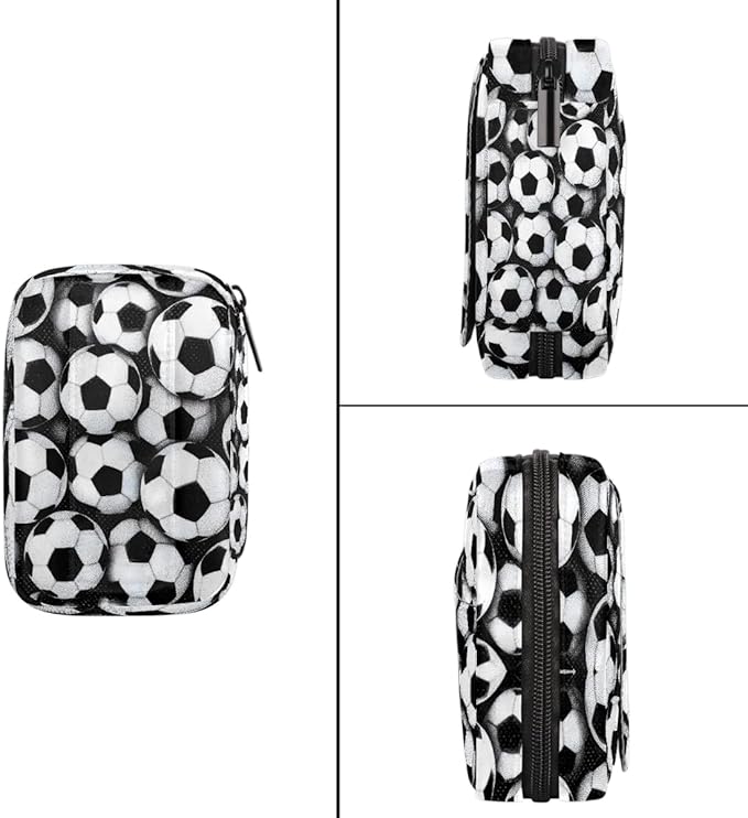Football Black White Pill Case Everyday Travel, 7 Day Weekly Medicine Pill Box Compact Portable Pills Bottle Organizer with Zipper for Daily Vitamin Medicine Holder Bottle Organizers Bag