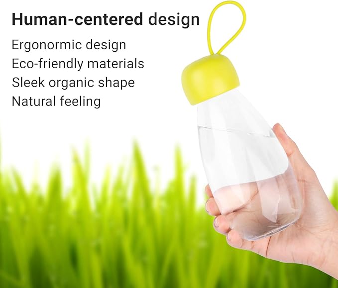emoi BPA Free Water Bottle, 12oz/360ml Cute Water Bottle with Carrying Strap, Ideal for Kids Boys Girls Students Women Healthy Hydration-Green