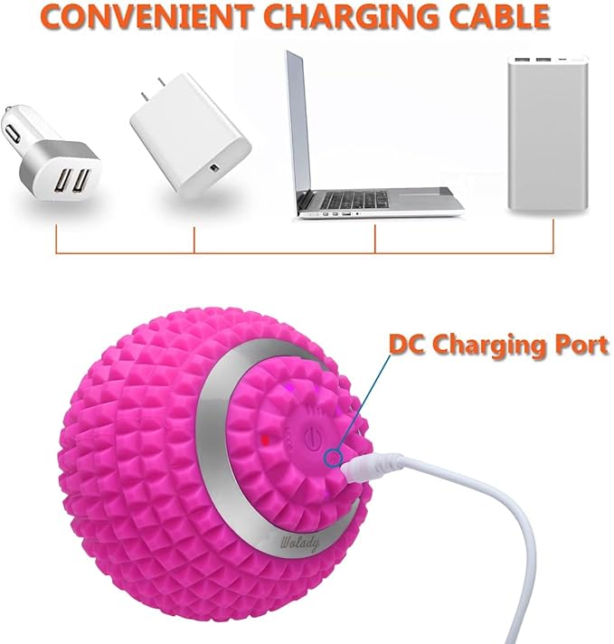 Vibrating Massage Ball 4-Speed High-Intensity Fitness Yoga Massage Roller, Relieving Muscle Tension Pain & Pressure Massaging Balls (Pink)