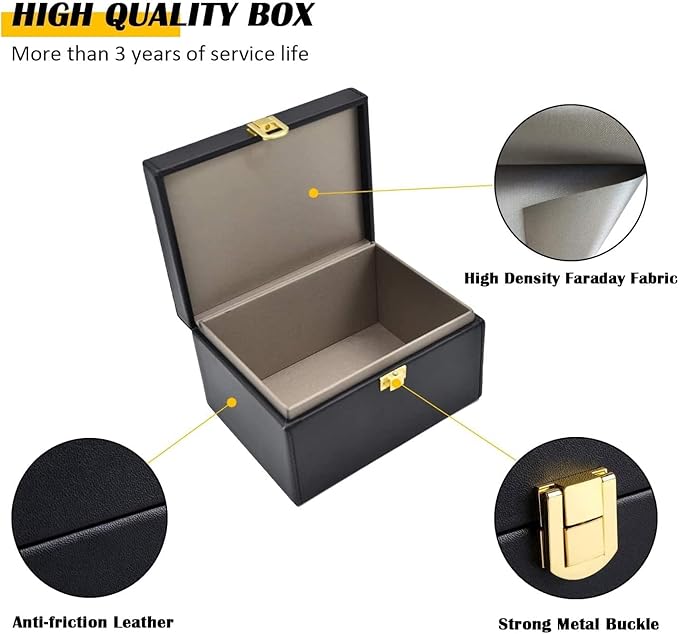 Faraday Box Key Fob Protector, Keyless Entry Car Key Safe Protector, Faraday Signal Blocking Shielding Box for Car Key (L)