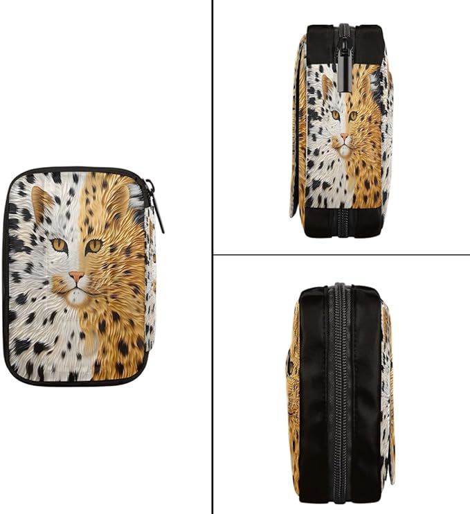 Abstract cat Cute Pill Case Everyday Travel, 7 Day Weekly Medicine Pill Box Compact Portable Pills Bottle Organizer with Zipper for Daily Vitamin Medicine Holder Bottle Organizers Bag