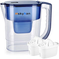 Hskyhan Water Filter Pitcher - 3.8 Liters, 2 Long Lasting Filters Included, Replacement Cartridge Timer, 7 Stage Filtration, Reduces Lead, Fluoride, Chlorine and More, Blue