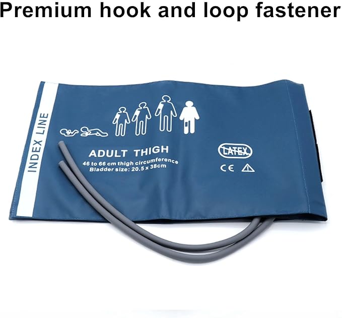 Universal NIBP Cuff for Adult Thigh, 46-66 cm Double Tube Reusable PU Replacement Blood Pressure Cuff, No Connector