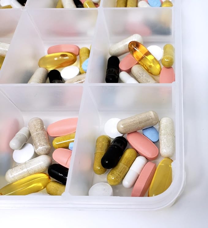 The Olympic Pill Organizer Case with Large Compartments & Stay Tight Lid - Monthly - 31 Day Pill Organizer *Free Medication Log and Medical Alert Card Included! (Monthly)