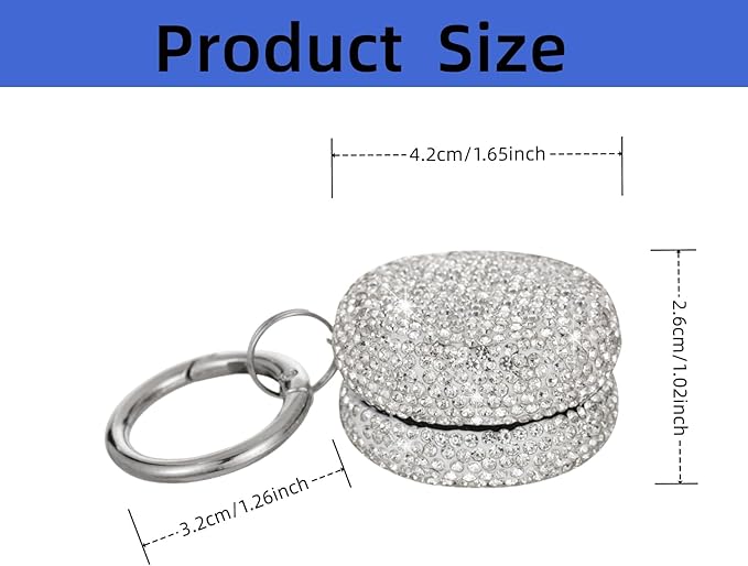 Keychian Pill Holder Round Pill Organizer Key Chain Tiny Pill Case Portable Small Medicine Container for Ring Earplugs Coin (Purple)