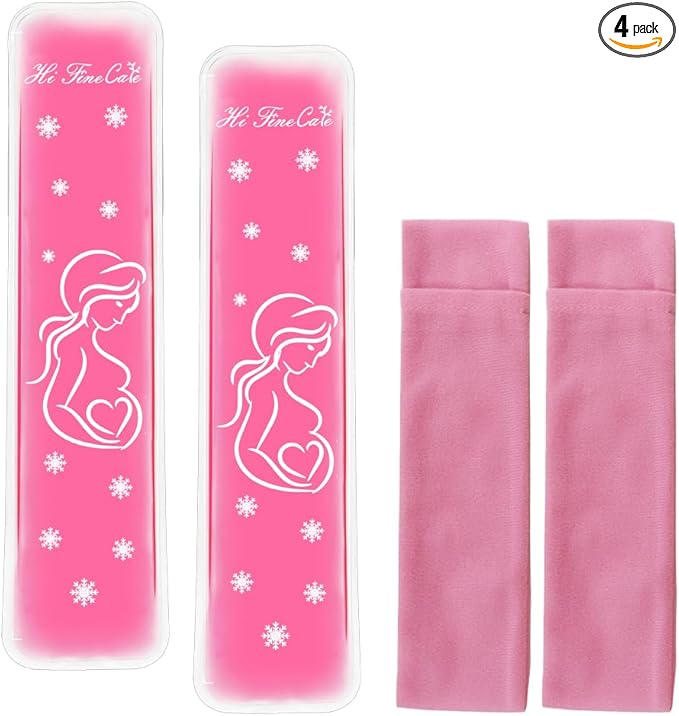 Postpartum Ice Pack, Hot and Cold Pads for After Delivery Essentials, Gel Cooling Pad, Fast Pain Relief Convenient for Perineal Recovery Helps Reduce Swelling (Pink, Snow Pattern)