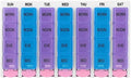 7 Days, Organiser, 7 Days 4 Times a Day 28 Compartments Organizer with Push Button (Blue)