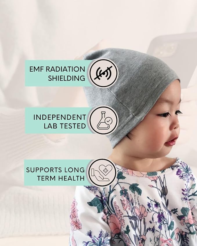 Radia Smart® EMF Shielding Beanie, Protective Toddler Hat/Beanie Cap Blocking RF EMF WiFi for Children & Teens Grey