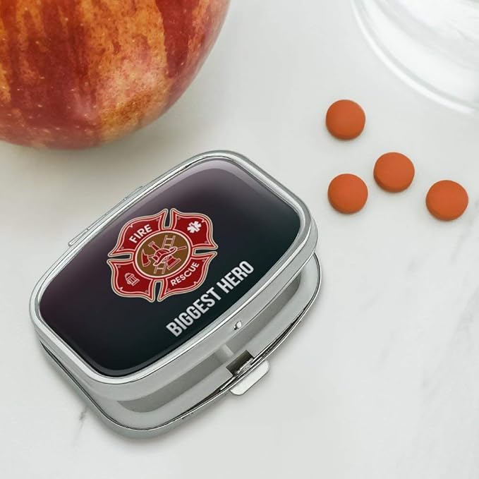 Personalized Custom 1 Line Firefighter Maltese Cross Fire Rescue Rectangle Pill Case Trinket Gift Box