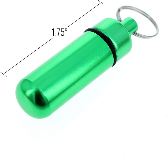 (6-Pack) Mini Waterproof Container ID Pill Holder Vial Key Chain with O Ring Seal