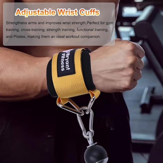 J Bryant Fitness Wrist Cuffs for Cable Machines – Heavy Duty Adjustable Wrist Straps with 7mm Neoprene Padding for Strength Training, Pull Exercises, and Forearm Support