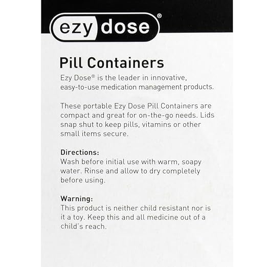 EZY DOSE Daily Round, Compact, Small, Discdrete, Portable On-The-Go Pocket Pharmacy, Pill Box, Organizer and Vitamin Containers, Snap Shut Lids, Travel Friendly, Blue & Pink, 2 Pack, BPA Free