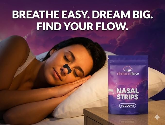 Nasal Strips for Deep Sleep - Lightweight Comfortable Nose Tape with Strong Easy-Grip Adhesive for Painless Removal - Hypoallergenic Latex-Free Nose Strips for Breathing & Snoring Relief