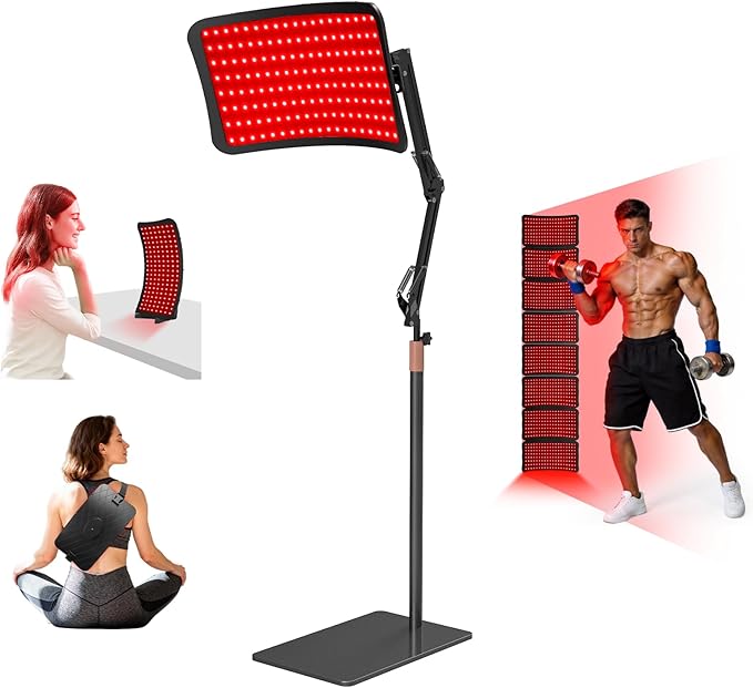 Red Light Therapy for Face and Body, 4-in-1 Red Infrared Light Therapy lamp with 660nm Visible Red Light & 850nm Invisible Infrared Light with Floor Stand,Infrared Light Therapy for Body