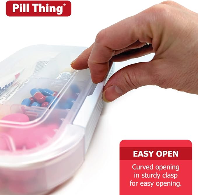 Large Pill Organizer, 8 Compartment Big Pillbox for Travel, Airtight Design, Easy Travel Medication Management, Adjustable Dividers, Gasket Waterproof Med Box with Medication Map (Clear - 1 Pack)