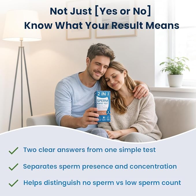 Sperm Check – 2 in 1 Fertility, Easy Home Screening for Fertility Planning, at-Home Male Sperm Test Kit, Easy to use, Accurate Semen Concentration Result in Minutes.