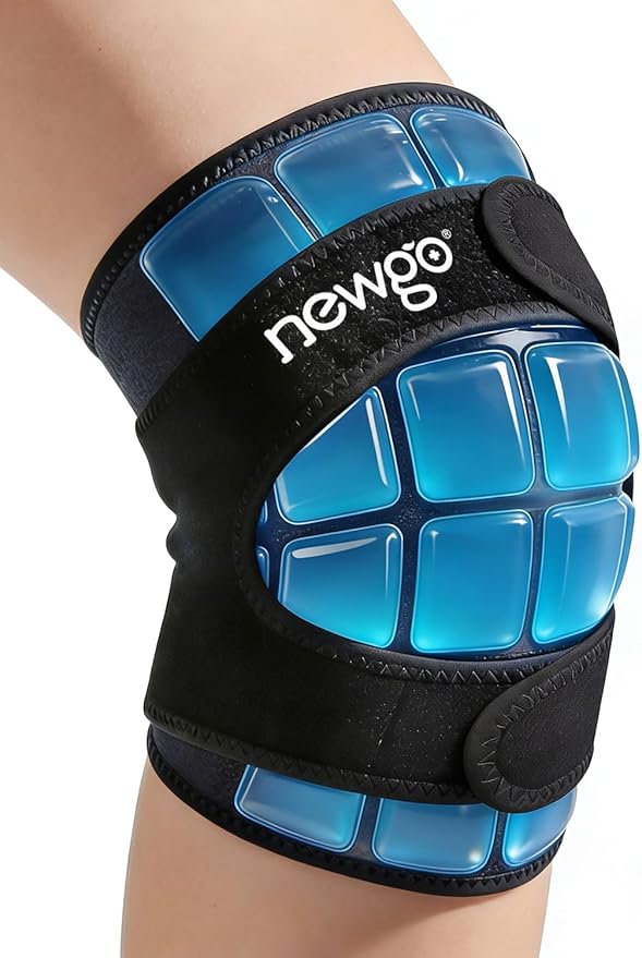 NEWGO 360° Knee Ice Pack Wrap, 60 Minutes Extended Cold Therapy with Ice Grid Gel, Ergonomic Y-Shape Snug Fit for Sports & Surgery Recovery, Swelling, Leak-Resistant, Reusable Design