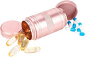 Pill Case Pill Box 2 Times a Day - Metal Portable Pill Container Daily Medicine Pill Holder for Purse, Medicine Organizer for Vitamin/Fish Oil/Supplements, 1 Pack Pill Box Pink