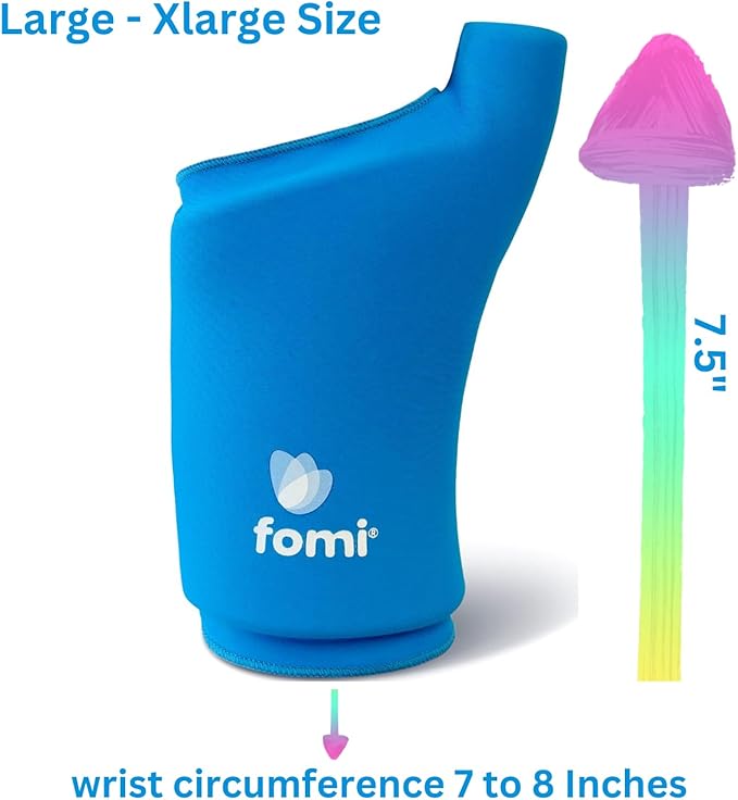 FOMI Wrist Solid Gel Ice Pack | Hot Cold Hand and Thumb Compression Sleeve Wrap for Carpel Tunnel, Arthritis, Tendonitis, Bruises, Swelling, Sports Injuries Pain Relief (Blue - Large/XLarge)