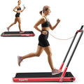 GYMAX Walking Pad, Foldable Under Desk Treadmill with LED Monitor, Remote Control, Smart App Control, Folding Portable Desk Treadmill for Office Standing Desk, Home Office Treadmill