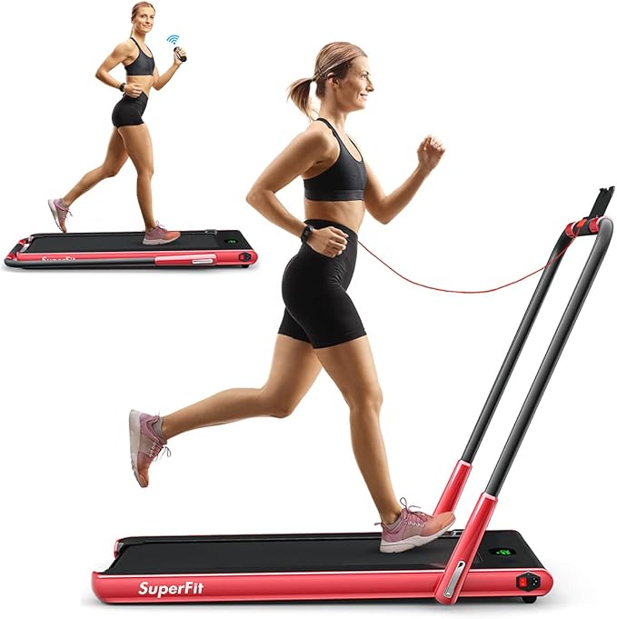 GYMAX Walking Pad, Foldable Under Desk Treadmill with LED Monitor, Remote Control, Smart App Control, Folding Portable Desk Treadmill for Office Standing Desk, Home Office Treadmill