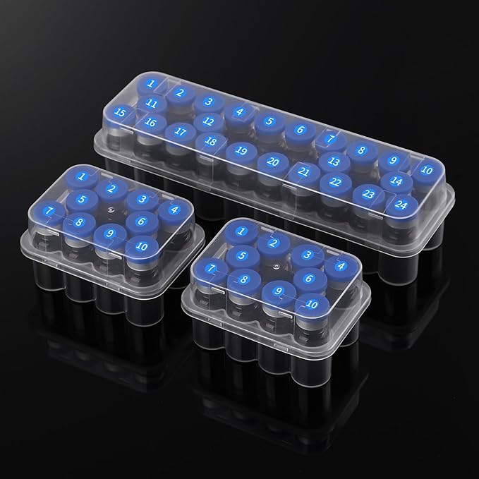 3-Pack Peptide Case for Fridge (2*10+24 Slots),3mL Vial Holder for Refrigerator Organized Storage,44-Slot Insulin & Peptide Organizer Set,Semi-Transparent Medical Vial Storage Case for Diabetic Care