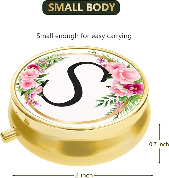 Small Pill Box for Purse Pocket, Personalized Small Pill Case 3 Compartment, Monogrammed Cute Pill Organizer, Gift for Women Teen Girls, Travel Mini Jewelry Box,Earring Holder Organizer