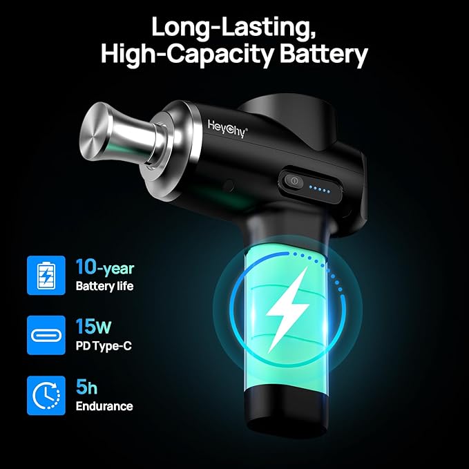Professional Muscle Massage Gun Deep Tissue with Metal Head Therapy, Portable Handheld Muscle Massager, Percussion Back Body Masajeador 12mm Amptitude, FSA Eligible & HSA Approved