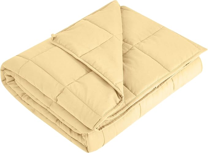 L'AGRATY Weighted Blanket - 60"x80" 15lbs Cooling Breathable Heavy Blanket Microfiber Material with Glass Beads for Adult All-Season Summer Fall Winter Soft Thick Comfort