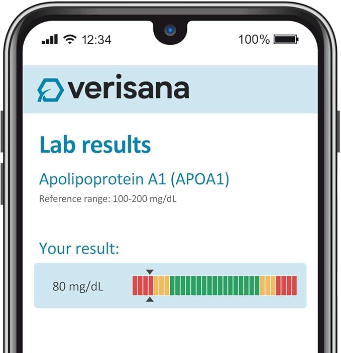 Essential Apolipoprotein Test – Comprehensive Analysis of Apo A1 and Apo B – at-Home Testing Kit – Analysis by CLIA-Certified Lab – Verisana