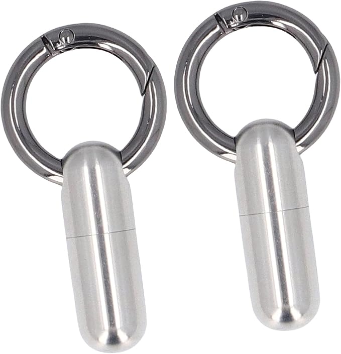 TOPINCN Stainless Steel Pills Keychain Holder, Airtight Leakproof Small Capsules Container Case, Lightweight Portable Pills Bottle for Hiking Travel Camping Outdoor (Silver)