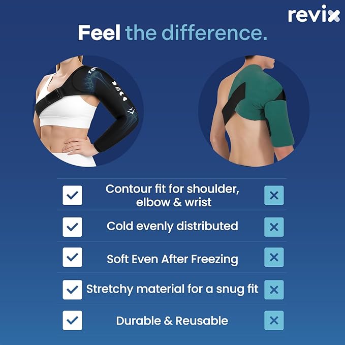 REVIX Arm Shoulder Ice Pack Wrap for Pitchers, Reusable Gel Cold Compression Therapy for Shoulder Throwing Recovery & Athletes, Elbow Ice Sleeve for Volleyball Player, Post-Workout Muscle Relief
