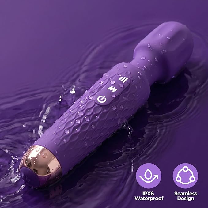 Personal Massager - 4H Max Runtime & Ultra-Quiet - Waterproof - 20 Modes 8 Speeds for Deep Tissue Back Massage, Post-Workout Recovery and Neck Muscle Relaxation（LX-Darkpurple）