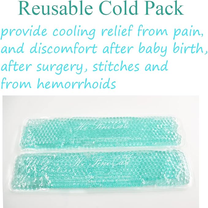 Perineal Cooling Pad for Postpartum Recovery, Extra Durable Gel Cold Packs for Hemorrhoids & C-Section Relief, 2 Reusable Ice Packs & 2 Washable Covers, New Mom Gift