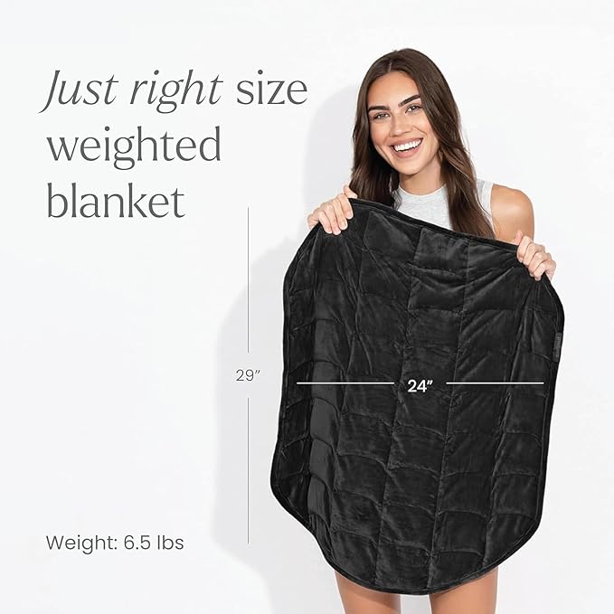 nodpod Body 6.5lb Patented Compact Weighted Blanket I Perfect for Relaxation, Sleeping & Travel l I Glass Bead Filled, Machine Washable (29" x 24") - Black Onyx