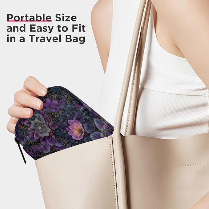 Purple Floral Mandala Pill Case Travel Pill Organizer Weekly 7 Day Portable with Zipper Medicine Box Pill Case for Vitamins, Birth Control,Fish Oils,Medication, Supplements