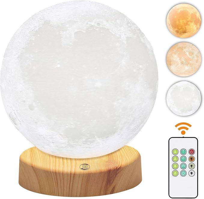 Light Therapy Lamp 10000 Lux, Happy Sunlight Lamps UV-Free with 3 Color Temperatures, Adjustable Brightness,Timer & Memory Function, Sun Lamp, Full Spectrum Light for Home, Office (Happy Moon Lamp)