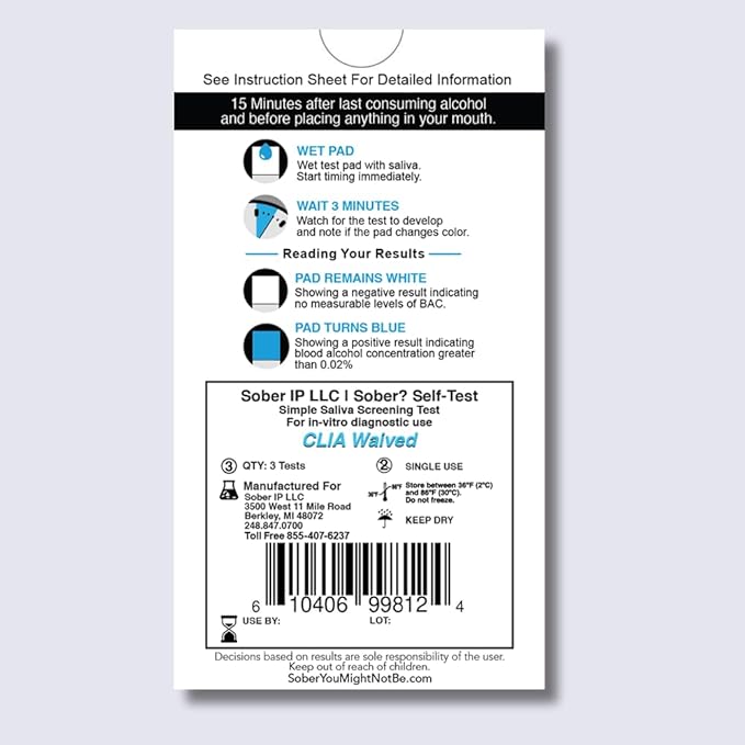 FDA Cleared Saliva Alcohol Test Strip, Highly Accurate BAC Self‑Test, 2–3 Minute Results, Portable & Discreet Sober Test Anywhere (3)
